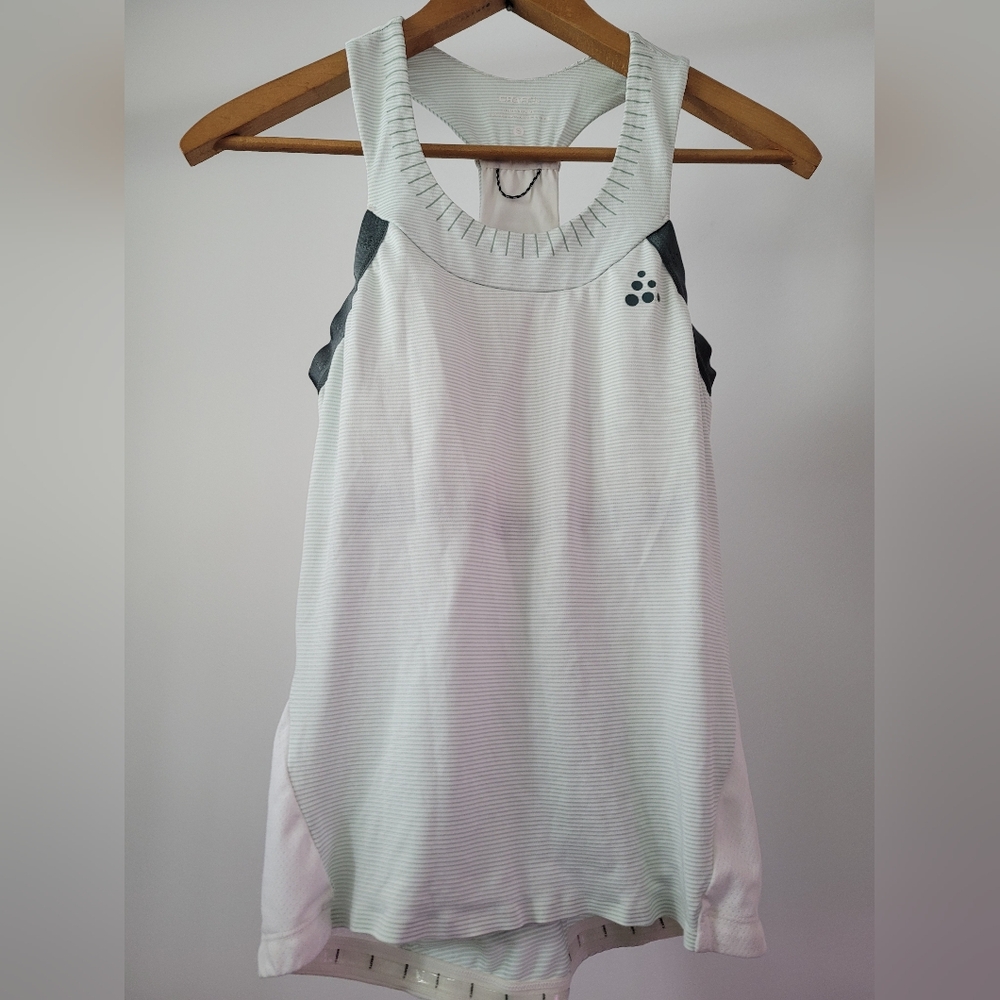 Craft Triathlon Running Cycling Tank Top Built-In Bra Rear Zip Pocket Small Like